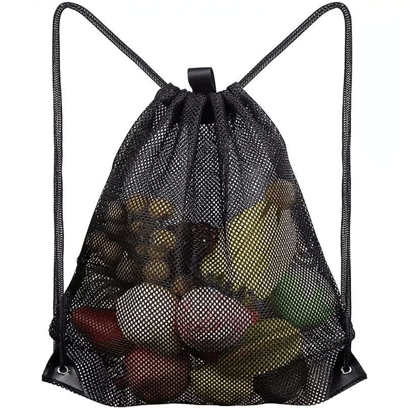 Reusable Produce Bag - Дышащая сетчатая сумка-рюкзак на шнурке, портативная